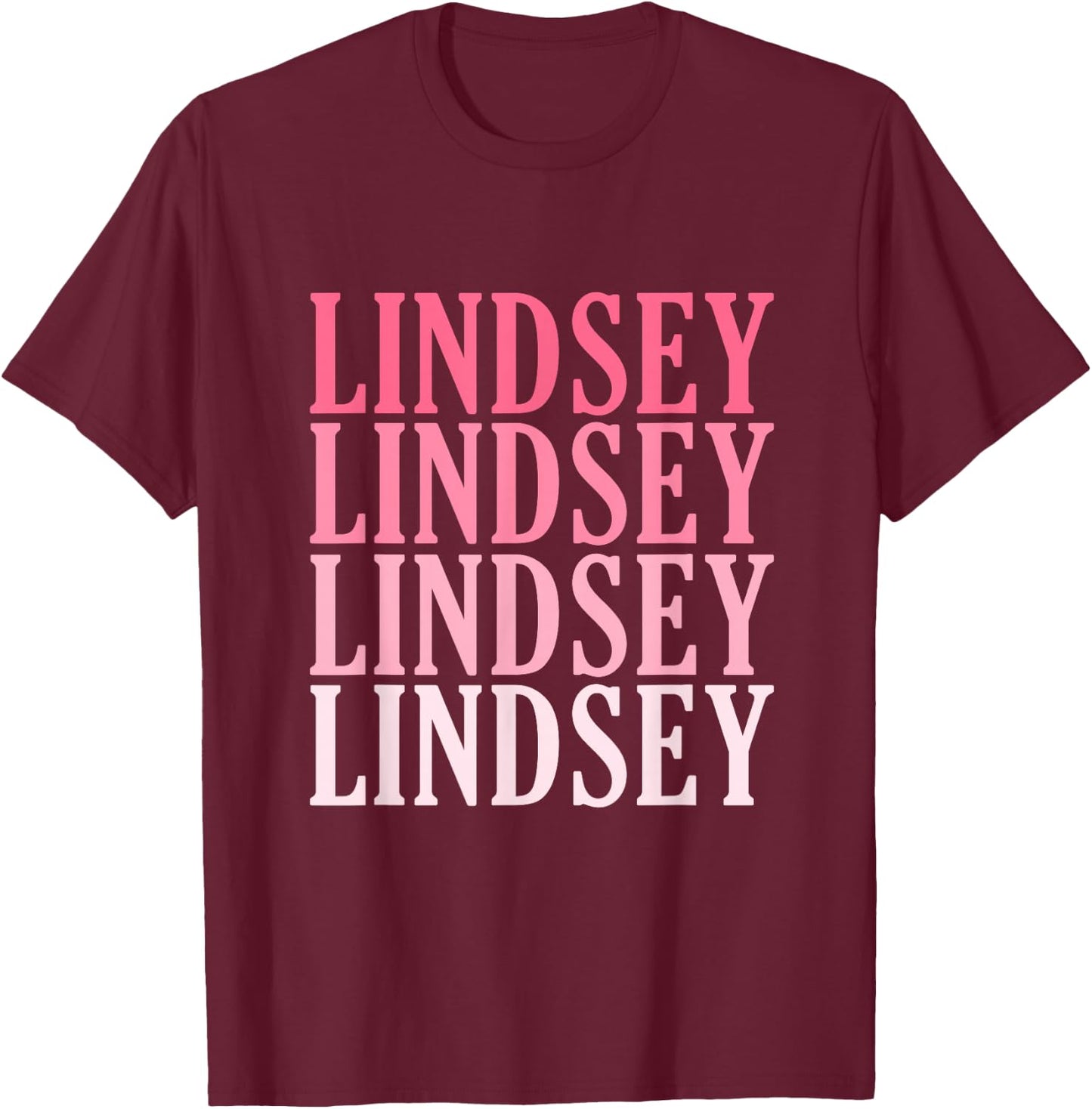 Retro Custom First Name Lindsey T-Shirt - T-Shirt | Maroon