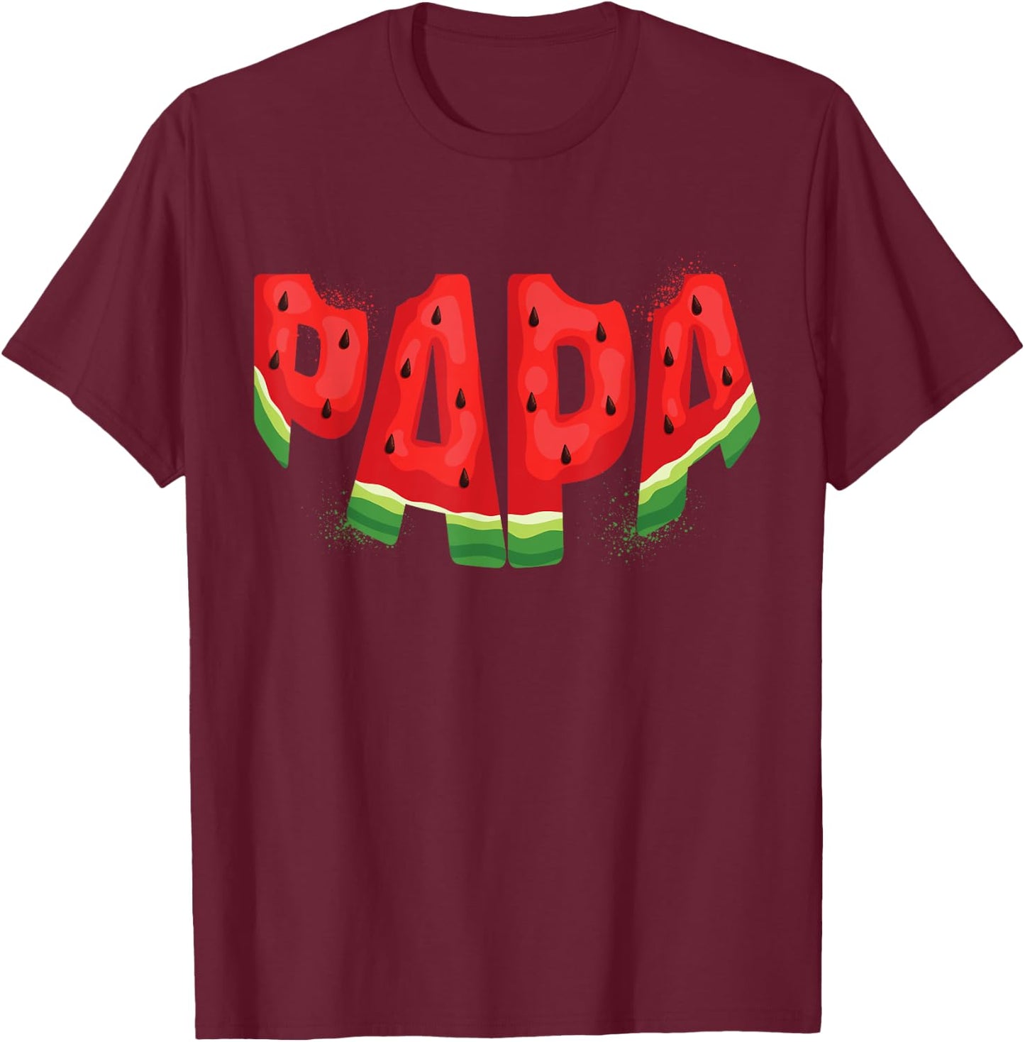Funny Papa Watermelon Summer Fruit Family Matching Birthday T-Shirt - T-Shirt | Maroon