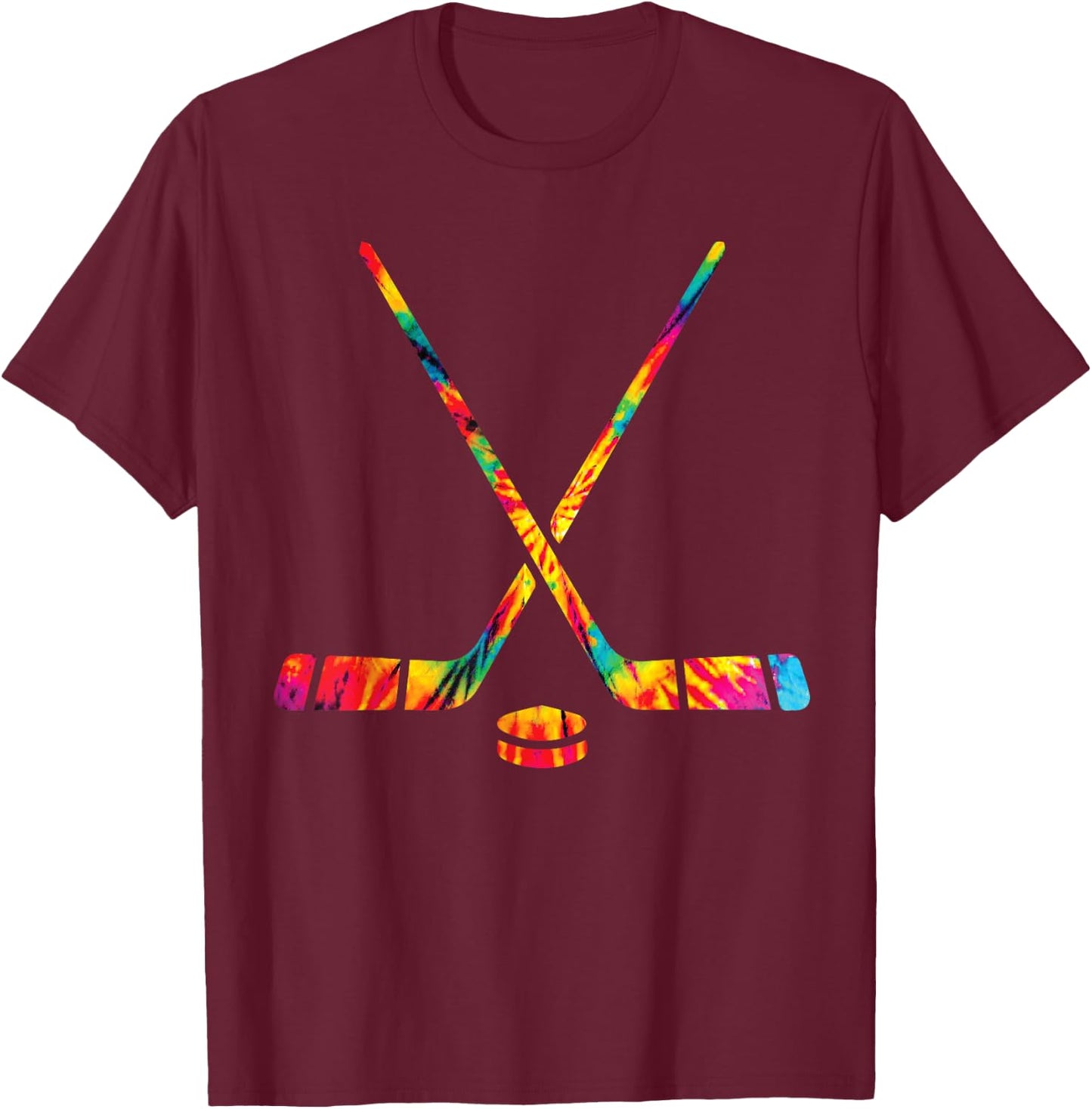 Ice Hockey Tie Dye Rainbow Kids Boys Teenage Men Girls Cool T-Shirt - T-Shirt | Maroon