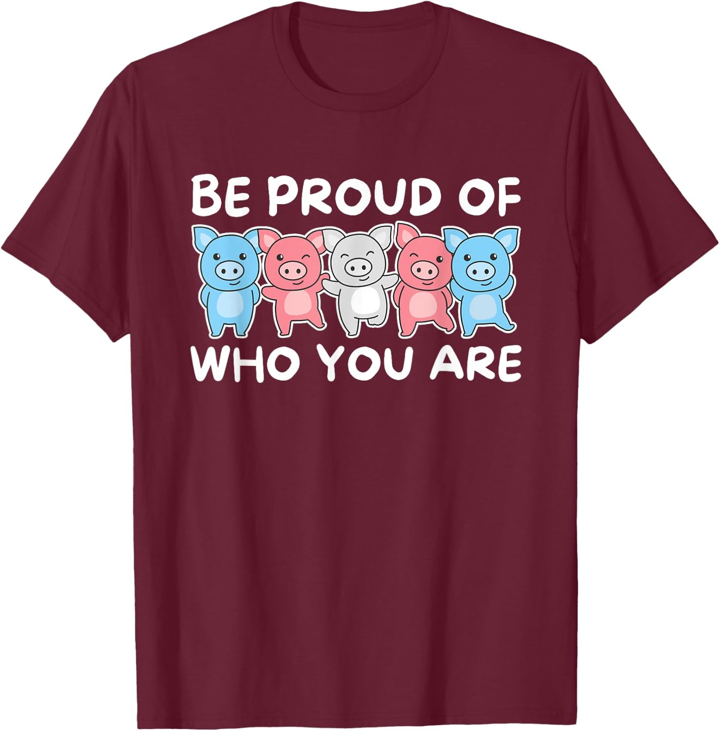 Transgender Flag Gay Pride Lgbtq Pig T-Shirt - T-Shirt | Maroon