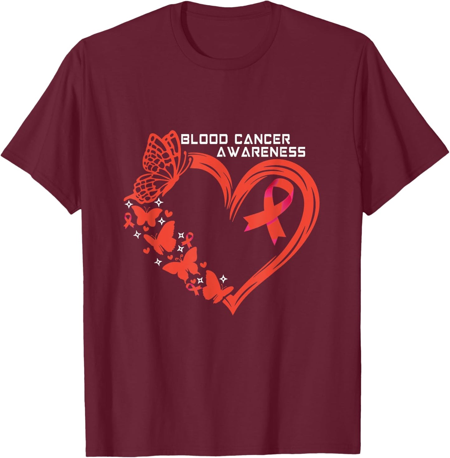 Blood Cancer Awareness Heart Blood Cancer Warrior T-Shirt - T-Shirt | Maroon