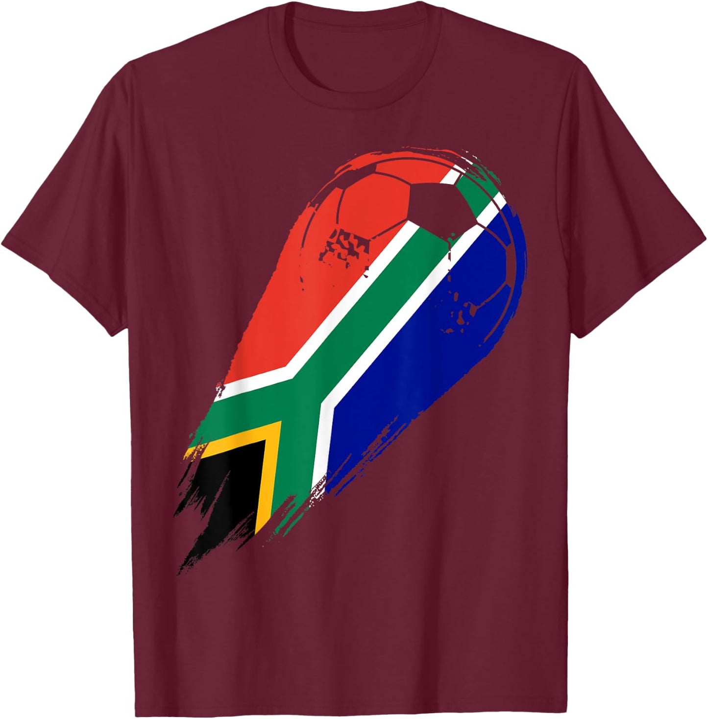 Soccer with country flag of South Africa T-Shirt - T-Shirt | Maroon