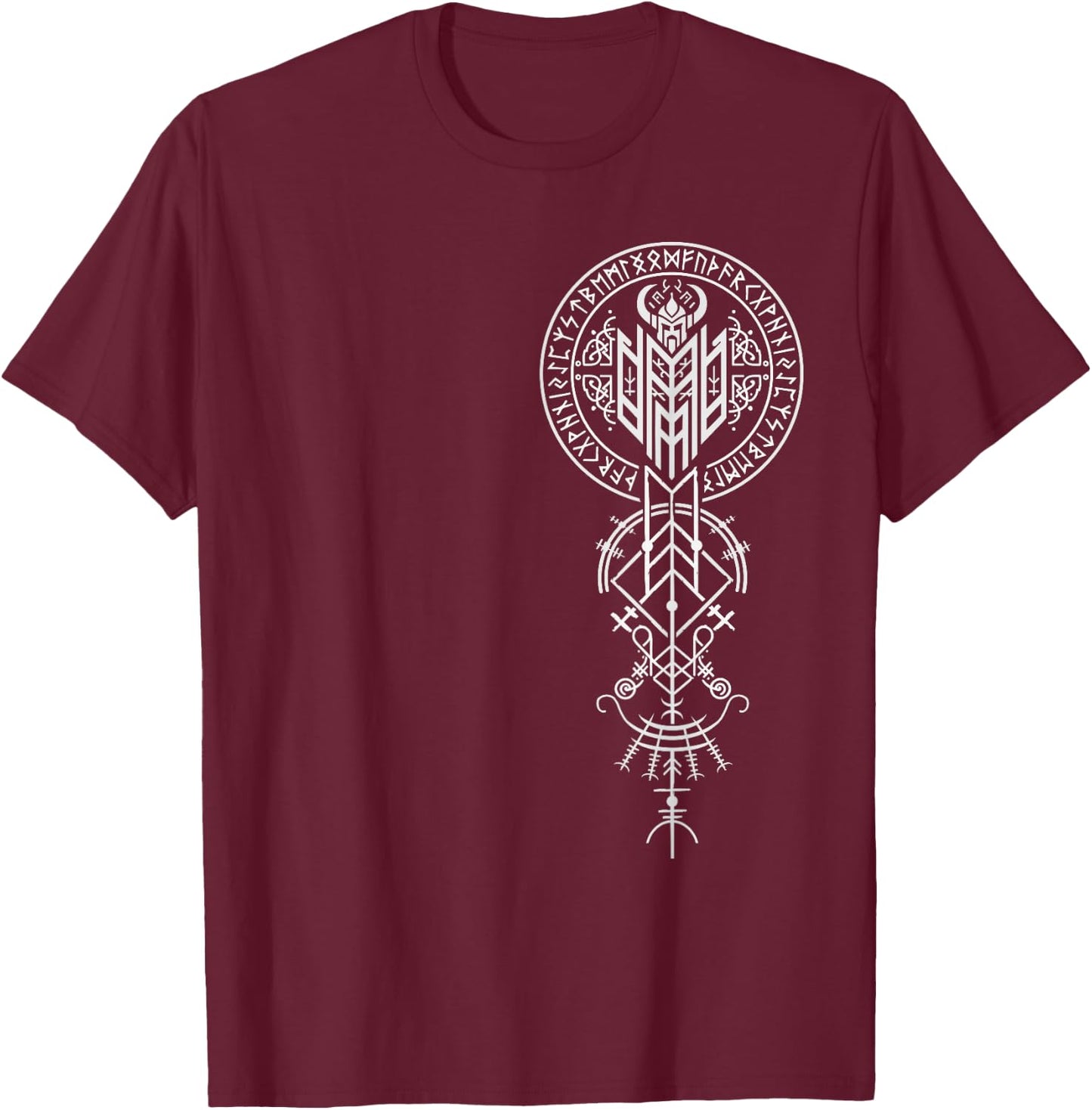 Walhalla Odin Helm Runen Nordischer Kompass Wikinger T-Shirt - T-Shirt | Maroon