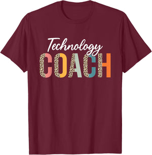 Teacher Technique Coach Leopard Design T-Shirt - T-Shirt | Maroon