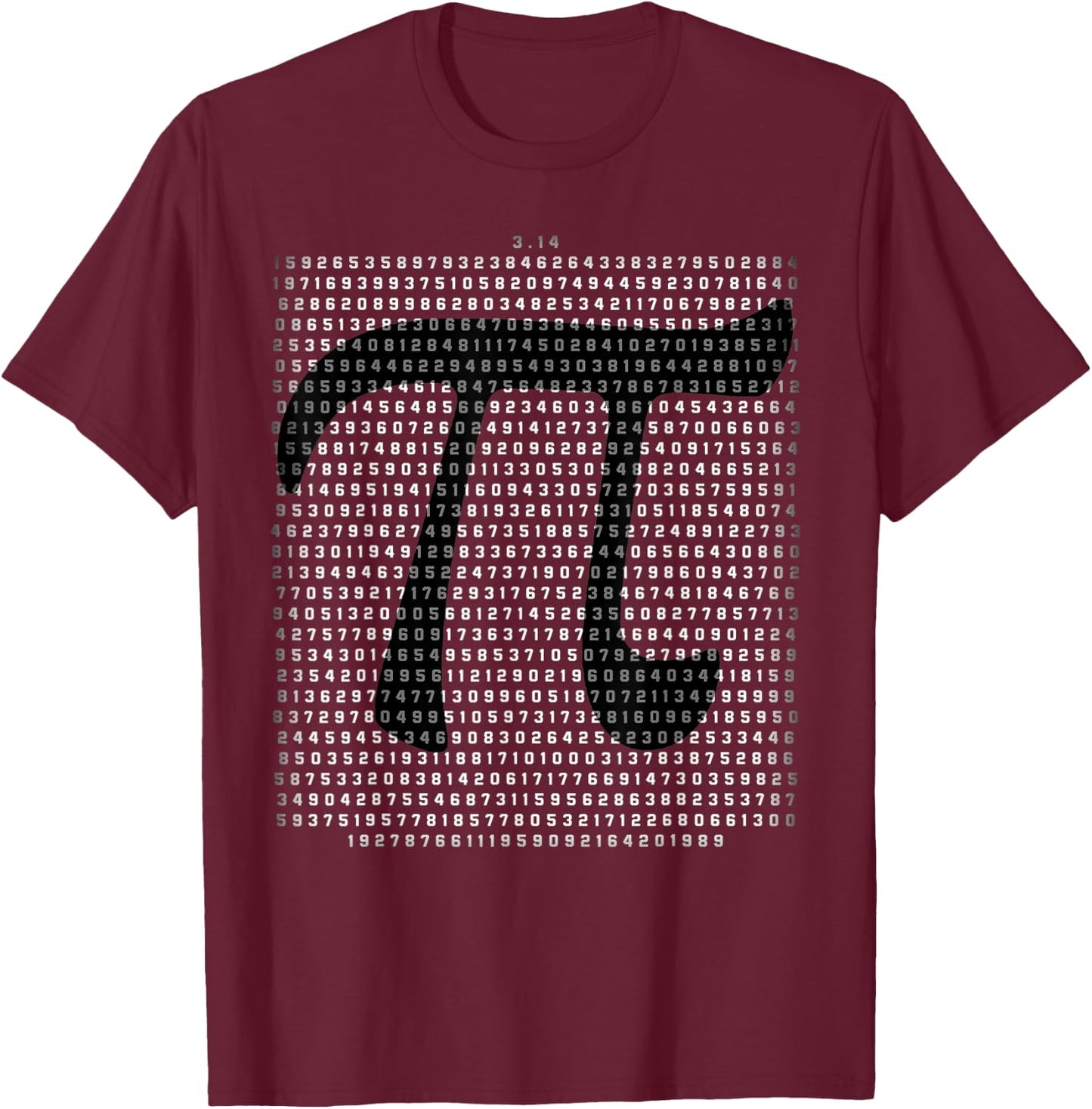 1000 Digits of PI 2023 Pi Day Math Symbol Numbers Fade T-Shirt - T-Shirt | Maroon