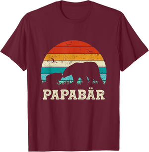 Retro Father Baby Son Daughter Bear Dad Father's Day , black T-Shirt - T-Shirt | Maroon