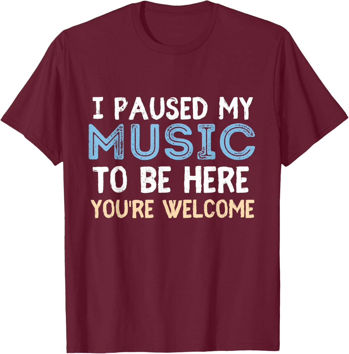 I Paused My Music To Be Here You're Welcome Music Lover T-Shirt - T-Shirt | Maroon