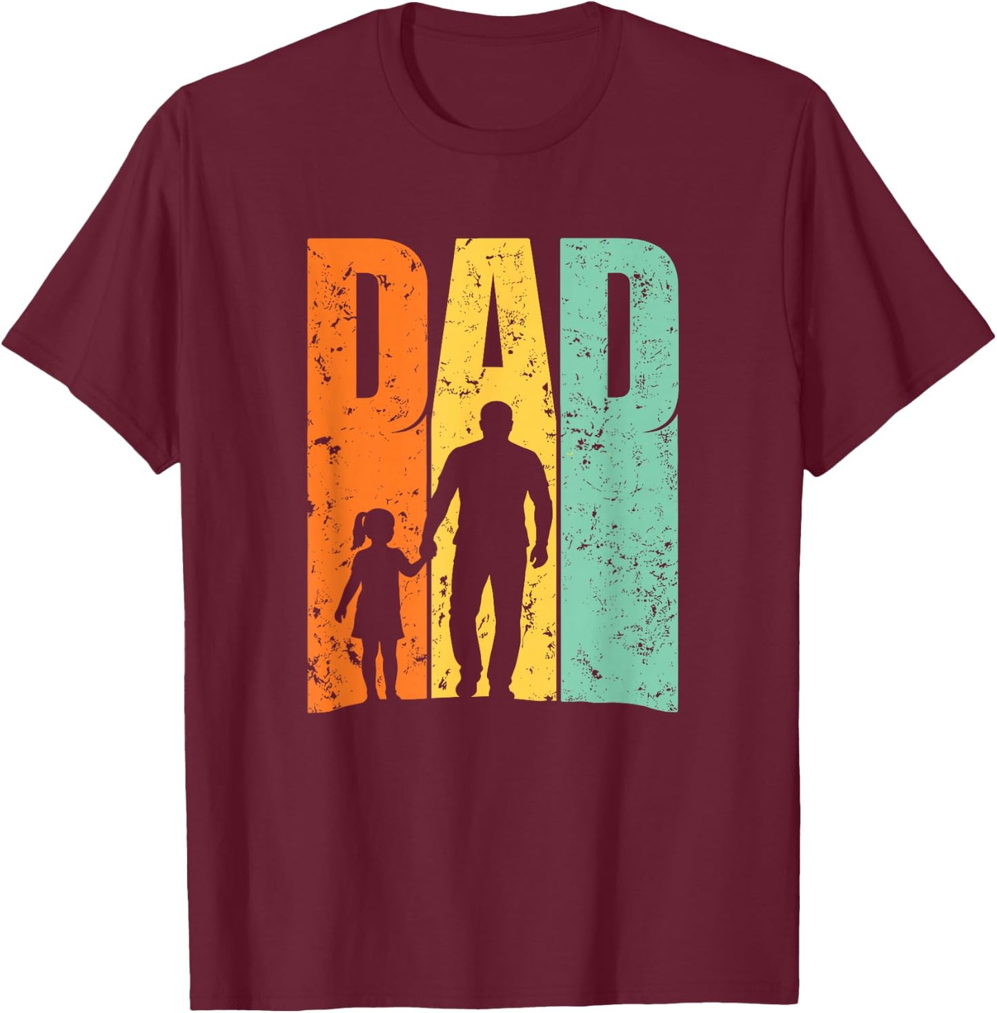 Vintage-Papa-Vater-Tochter-Silhouette T-Shirt - T-Shirt | Maroon