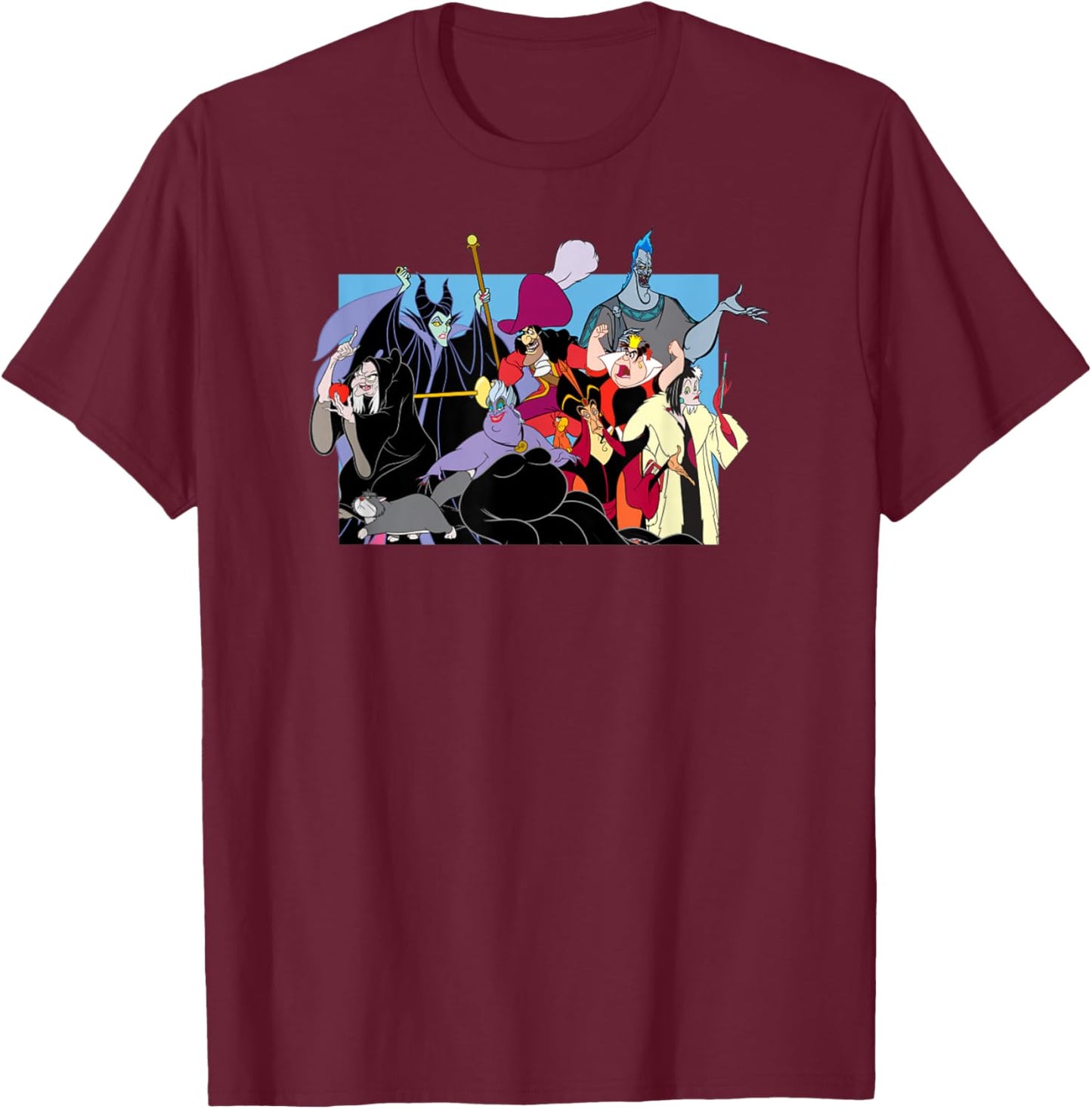 Disney Villains - Character Group T-Shirt - T-Shirt | Maroon