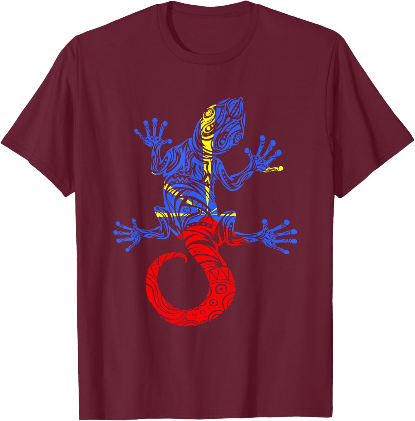 Margouillat Reunionnais Flag Reunion Island , Black, S T-Shirt - T-Shirt | Maroon