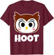 Hoot Owls Stuff | Owl Lover Stuff | Kids Owl T-Shirt - T-Shirt | Maroon
