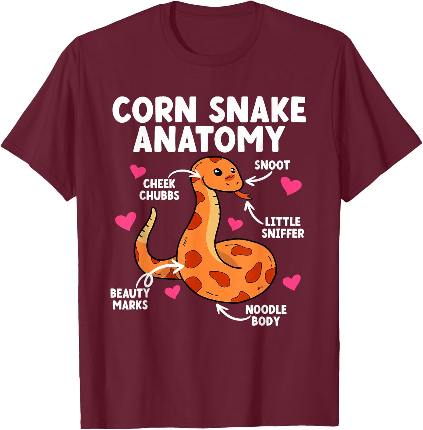 Corn Snake Anatomy Corn Snake Owner Corn Snake Lover T-Shirt - T-Shirt | Maroon