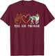 Peace Love Mini Aussie Miniature Australian Shepherd T-Shirt - T-Shirt | Maroon