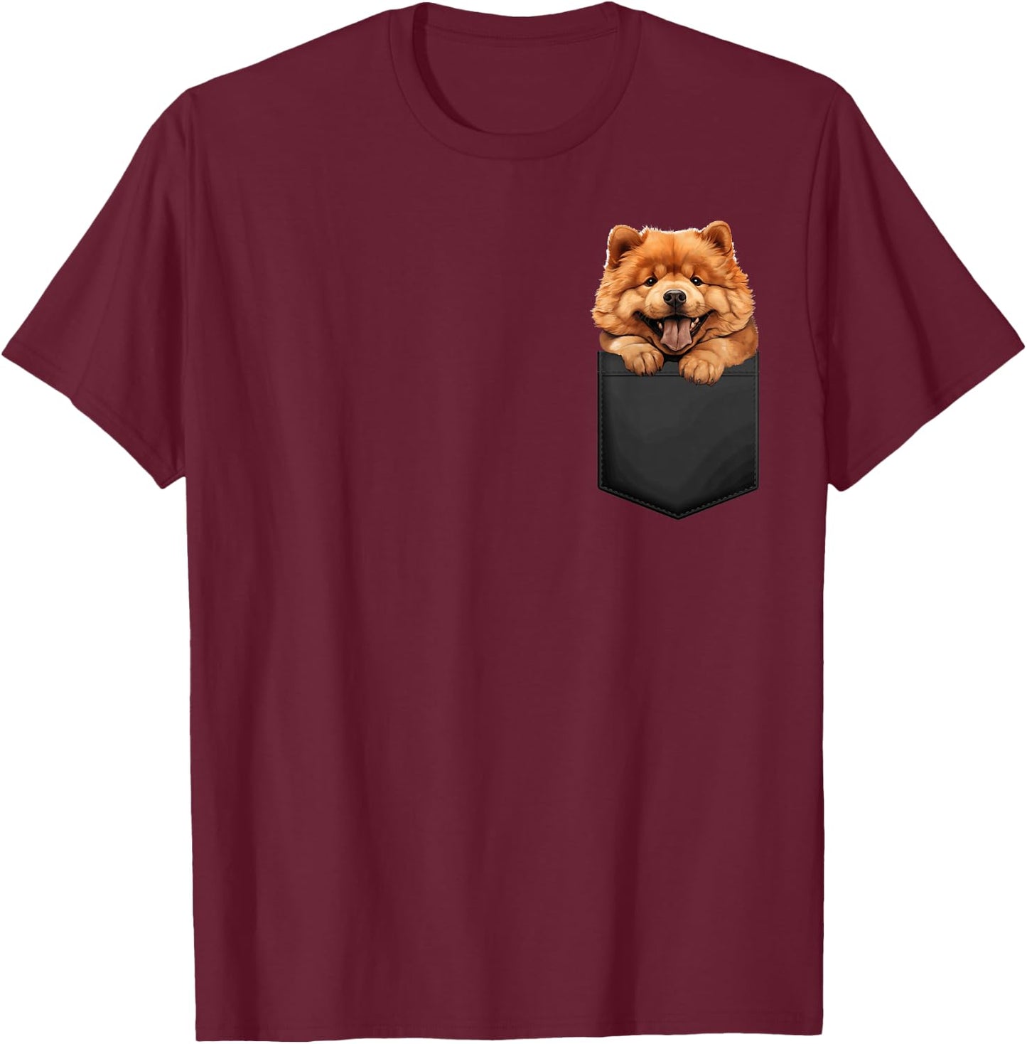 Fonny Chow Chow Puppy in a Pocket Pet Lover T-Shirt - T-Shirt | Maroon