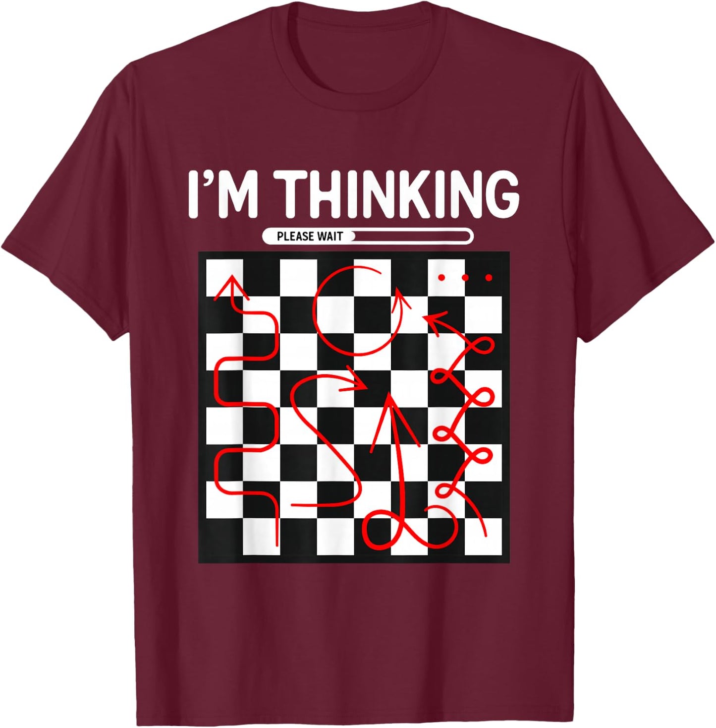 I Think Chess Clothing Funny Chess , black T-Shirt - T-Shirt | Maroon