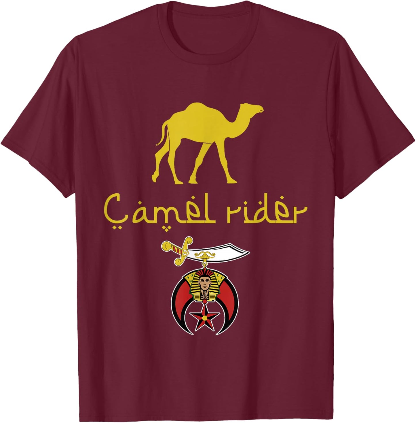 Nobles Shriner Camel Rider Emblem Masonic Father's Day T-Shirt - T-Shirt | Maroon