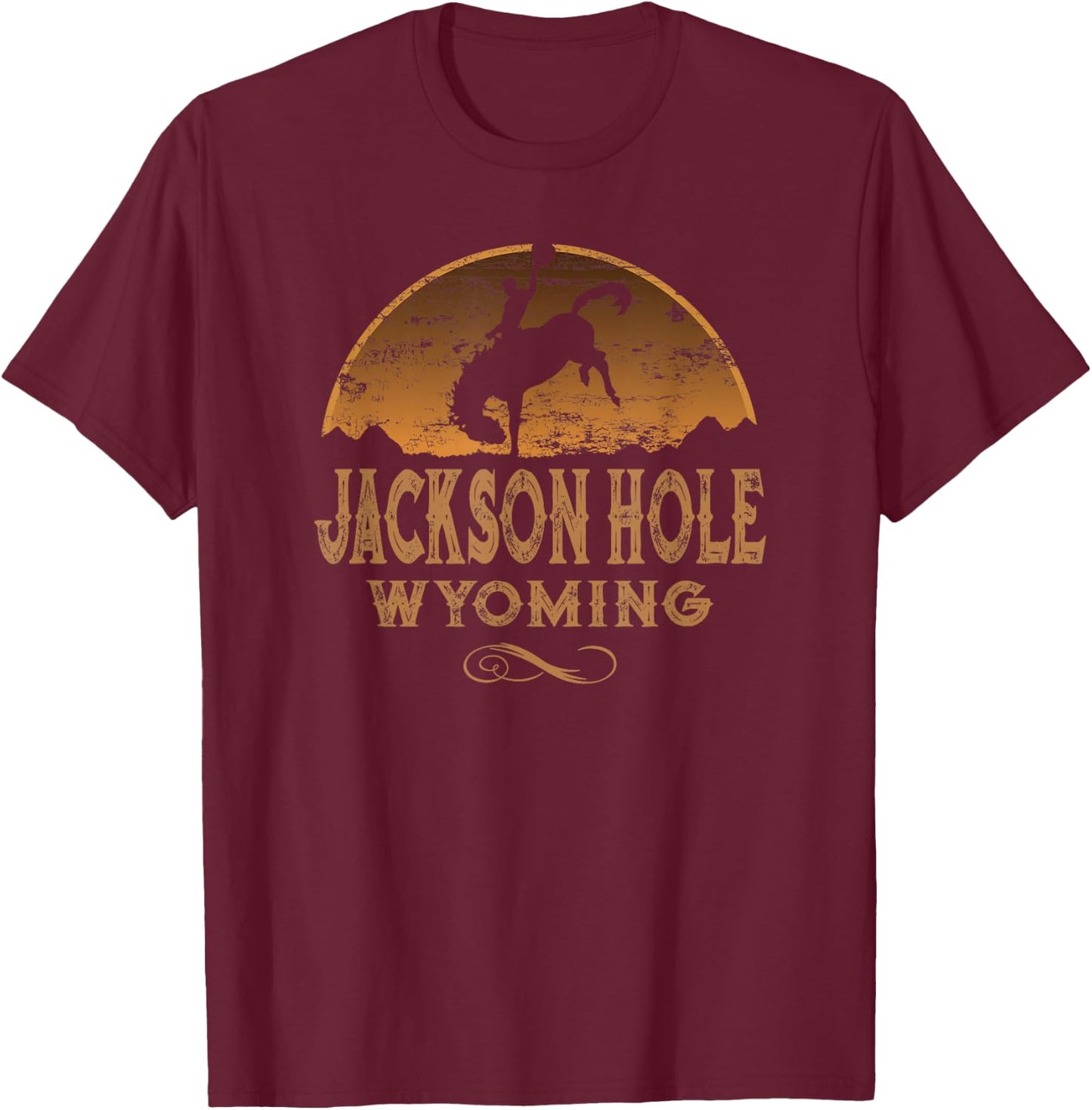 Jackson Hole Wyoming WY Wild West Rodeo Cowboy T-Shirt - T-Shirt | Maroon