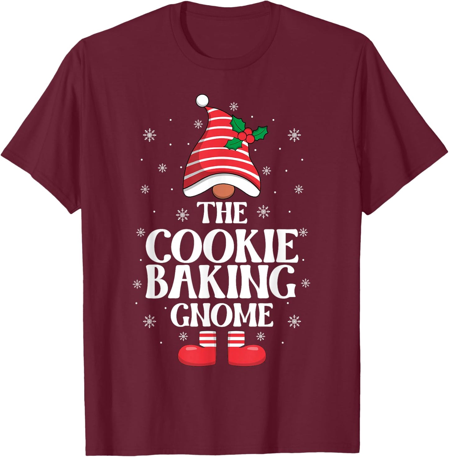 Cookie Baking Gnome Christmas Family Matching Group Xmas T-Shirt - T-Shirt | Maroon
