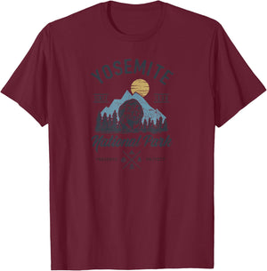 Vintage Yosemite National Park Retro Mountains Nature Lover T-Shirt - T-Shirt | Maroon