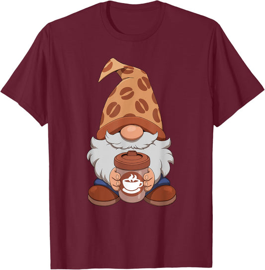 Gnome Coffee T-Shirt - T-Shirt | Maroon