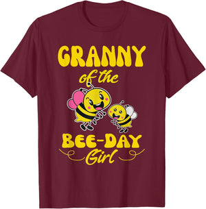 Granny Of The Bee Day Girl Fathers Day Matching Birthday T-Shirt - T-Shirt | Maroon