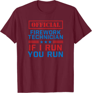Funny 4th of July Firework Technician Pyromaniac USA Design T-Shirt - T-Shirt | Maroon