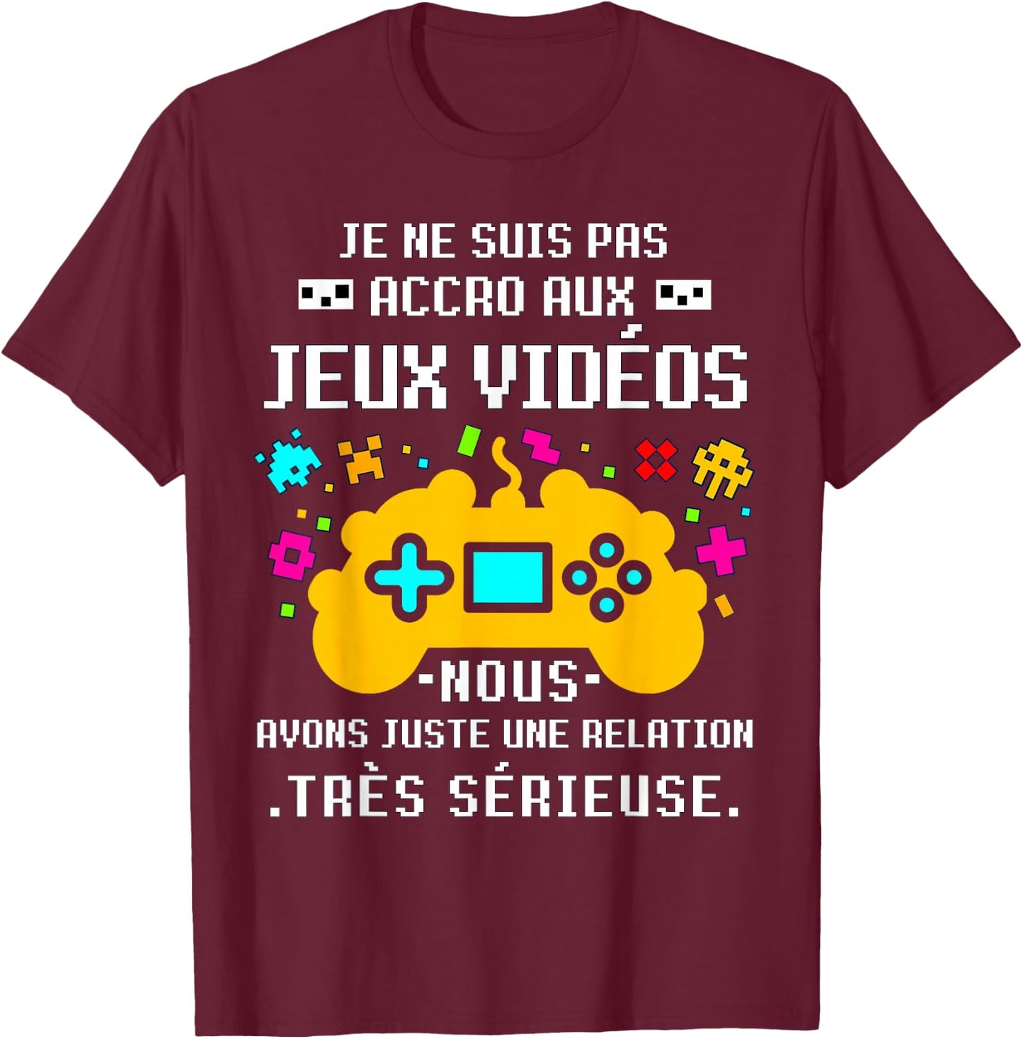 Gift Teen Gamer Christmas Video Games Humor Geek Teen Boy , Black, S T-Shirt - T-Shirt | Maroon