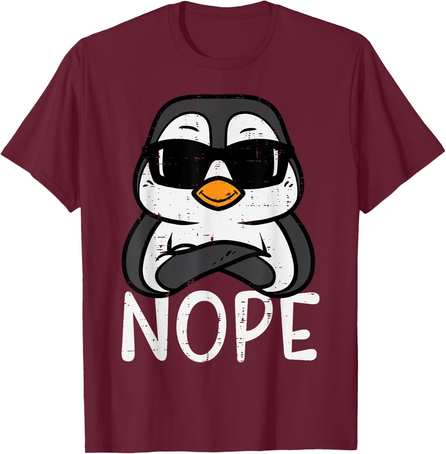 Penguin Nope Sunglasses Cool Boys Kids Toddler Men Women T-Shirt - T-Shirt | Maroon