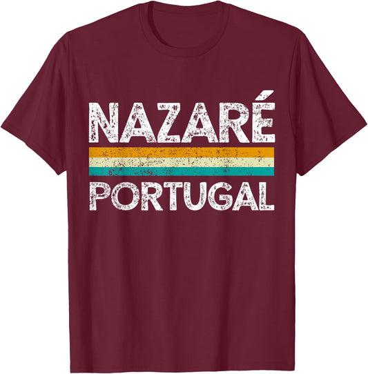 Nazare Portugal Surfing Retro Gift T-Shirt - T-Shirt | Maroon