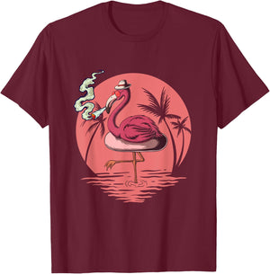 Flamingo 420 Stoner Spirit Summer Weed For Cannabis Lover T-Shirt - T-Shirt | Maroon