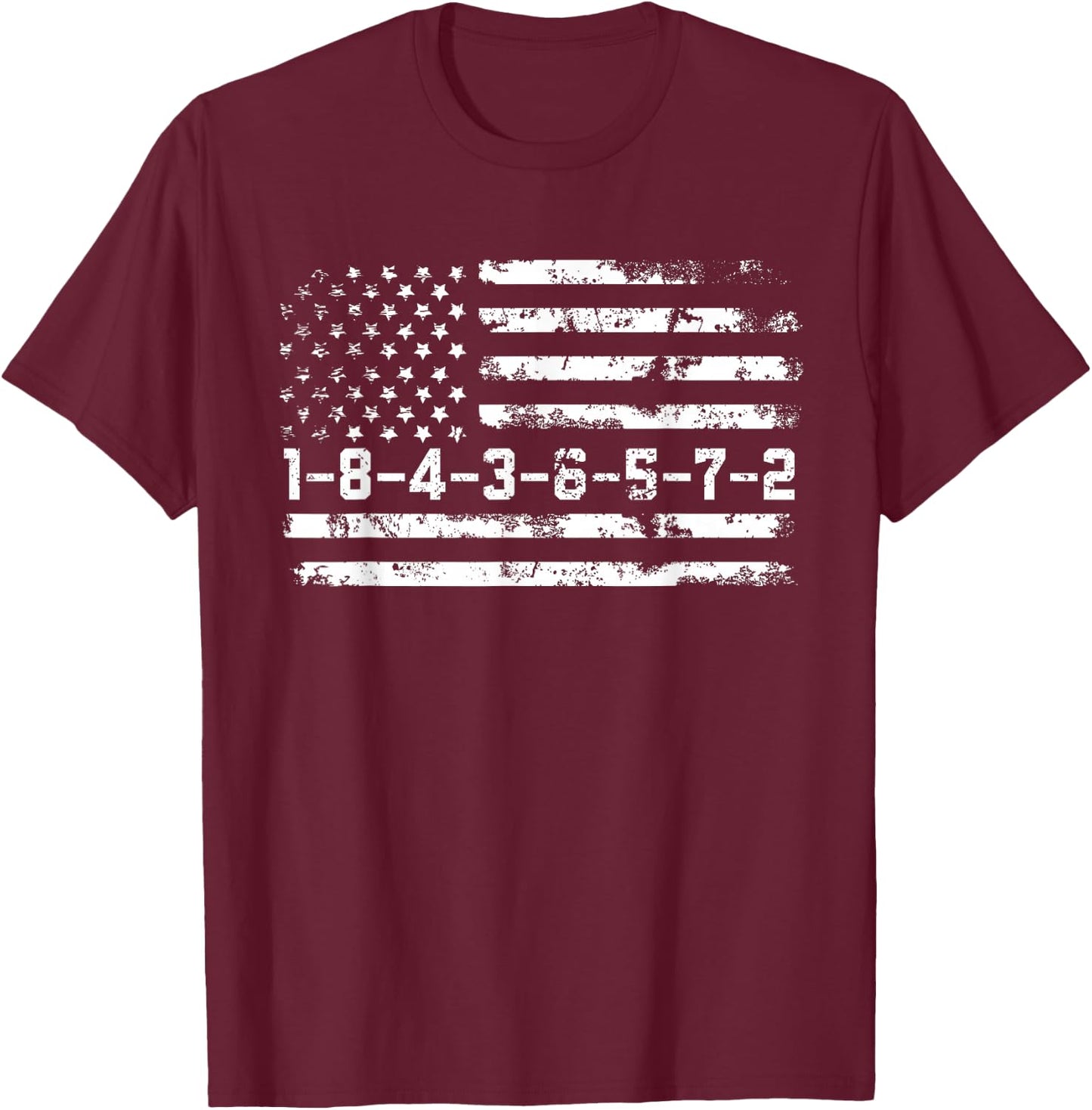 1-8-4-3-6-5-7-2 Firing Order Small Block Engine V8 T-Shirt - T-Shirt | Maroon