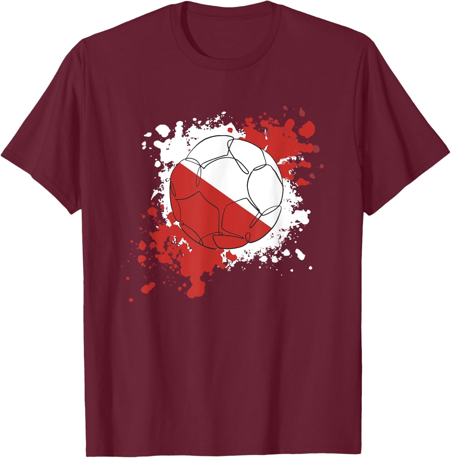Soccer Ball With The Flag Of Poland T-Shirt - T-Shirt | Maroon