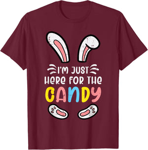 Easter Im Just Here For The Candy Bunny Rabbit Girls Kids T-Shirt - T-Shirt | Maroon