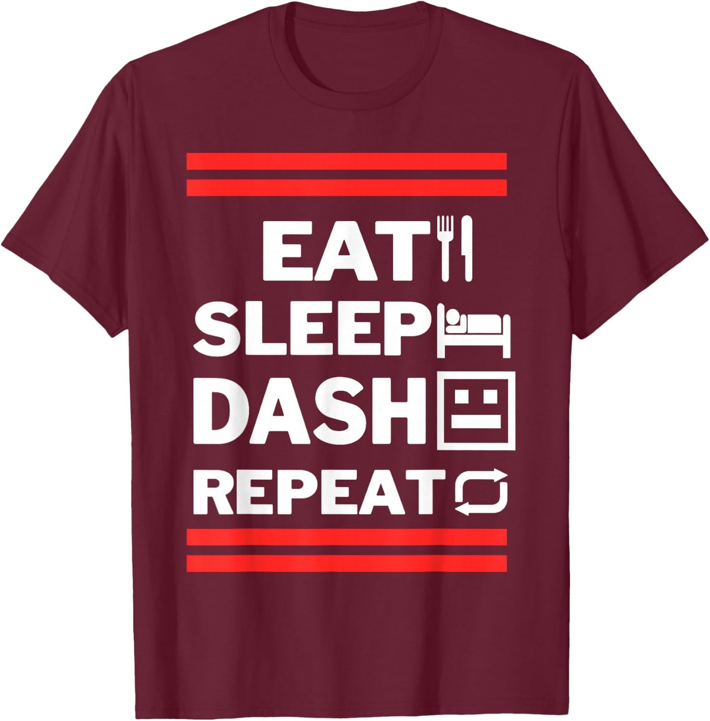 Eat Sleep Dash Repeat Video Game T-Shirt - T-Shirt | Maroon