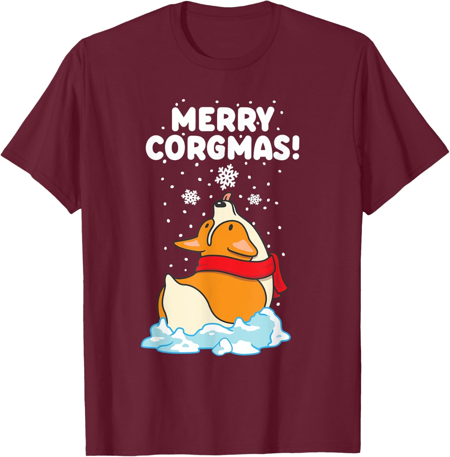Merry Corgmas - Funny Welsh Corgi Owner Dog Lover Christmas T-Shirt - T-Shirt | Maroon