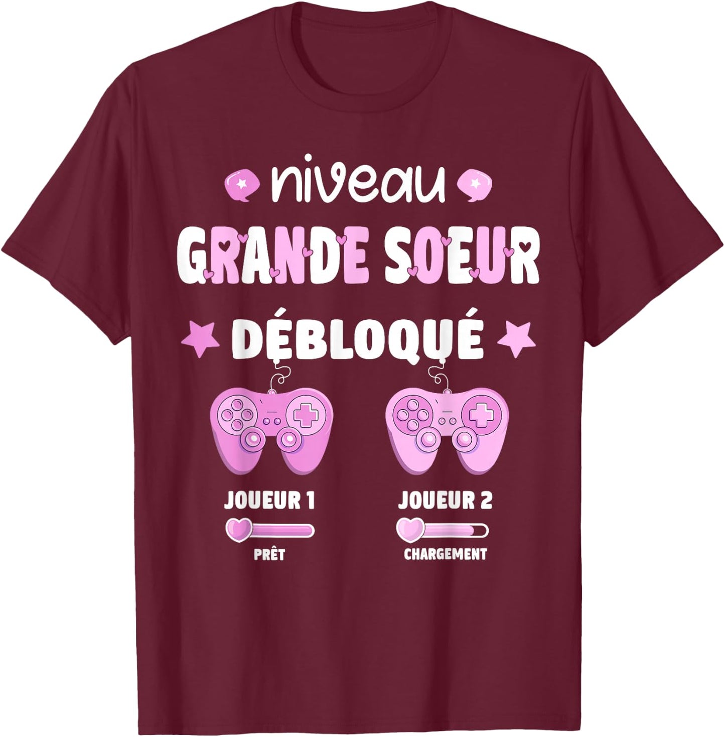 Future Big Sister Gamer Announcement Pregnancy Big Sister , Black, S T-Shirt - T-Shirt | Maroon