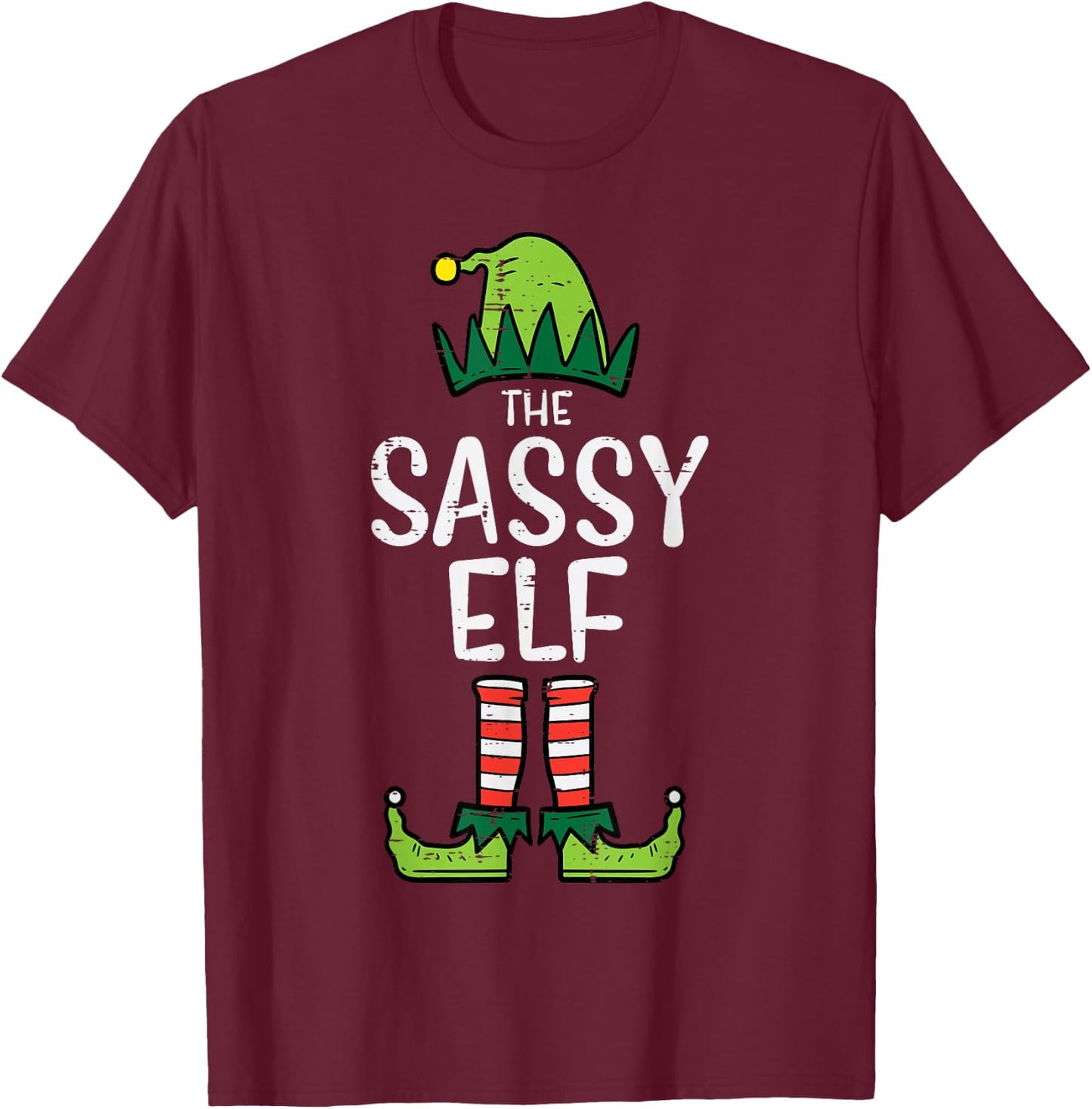 Sassy Elf Xmas Matching Christmas For Family T-Shirt - T-Shirt | Maroon