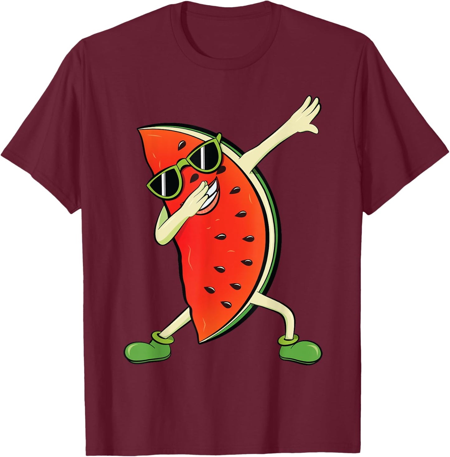 Dabbing Watermelon | Kawaii Melon Summer Fruit lover Gift Women Kids T-Shirt - T-Shirt | Maroon
