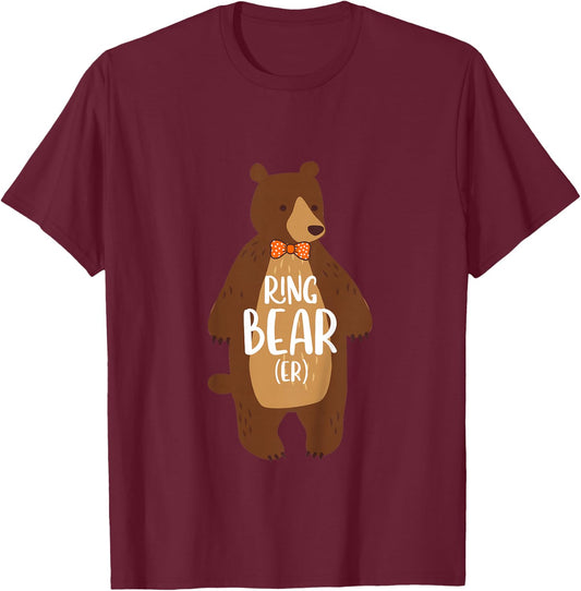 Ring Bear(er) Cute Bear Ring Bearer Proposal Baby Wedding T-Shirt - T-Shirt | Maroon