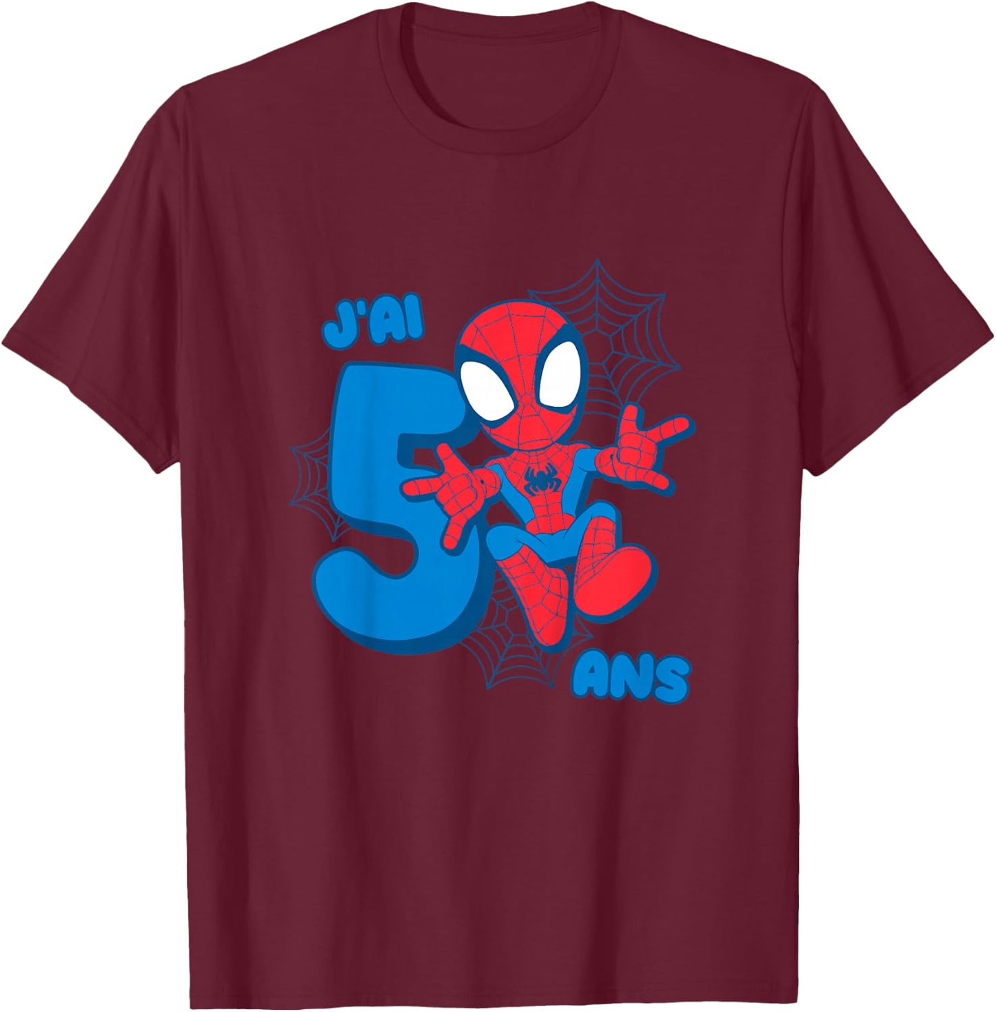Children's Marvel Spider-Man Cute Spidey Birthday 5 Years T-Shirt - T-Shirt | Maroon