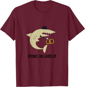 Ring Bearer Shirt - Shark Graphic Wedding Party Toddler Gift T-Shirt - T-Shirt | Maroon