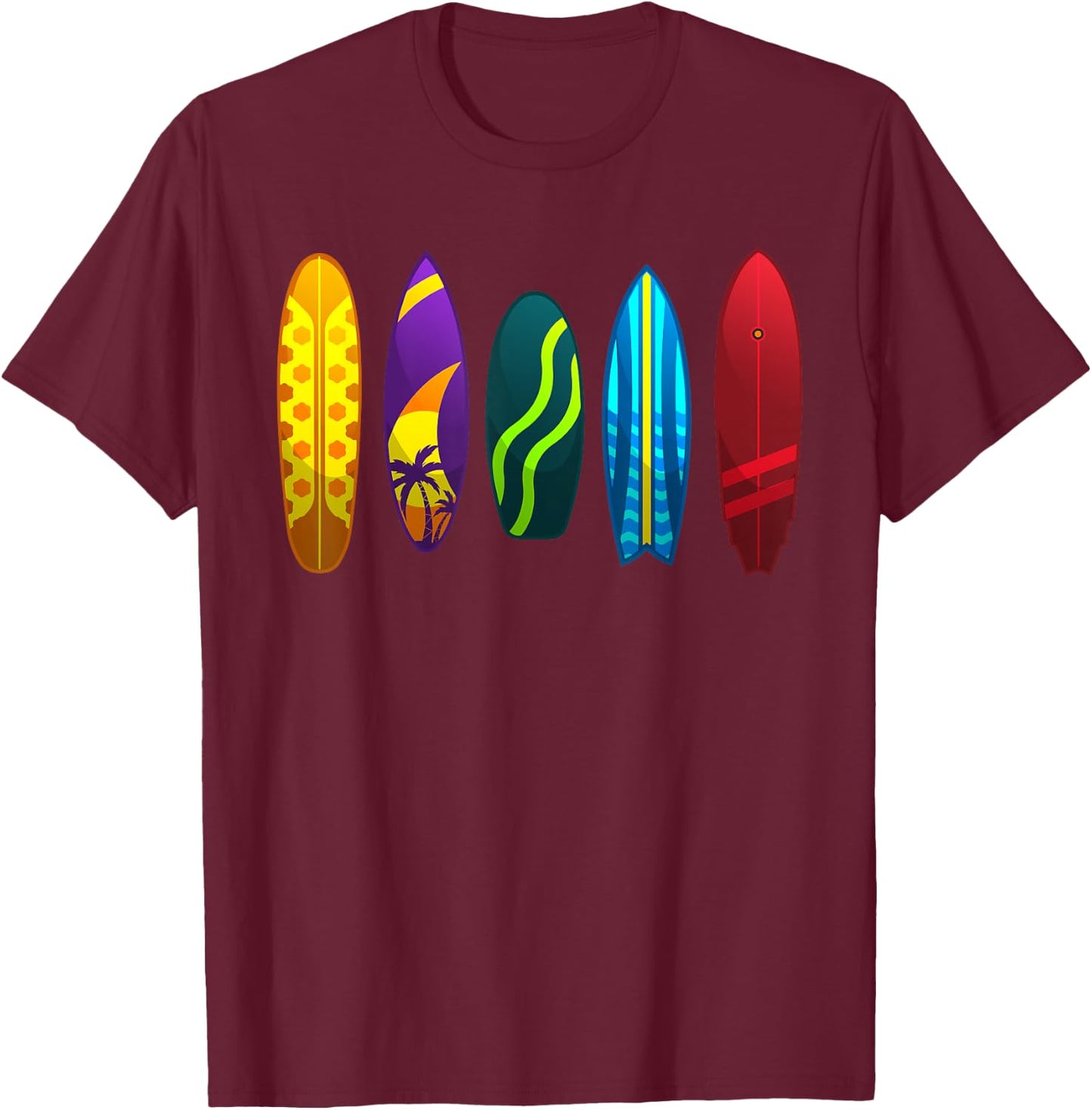 Funny Surfboard Design Women Surfing Surfboarders T-Shirt - T-Shirt | Maroon