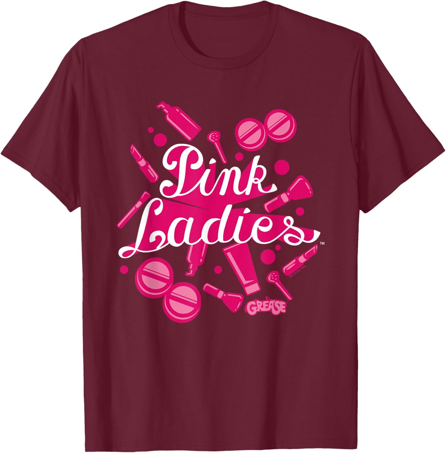 Grease Pink Ladies Accessories, Black, S T-Shirt - T-Shirt | Maroon
