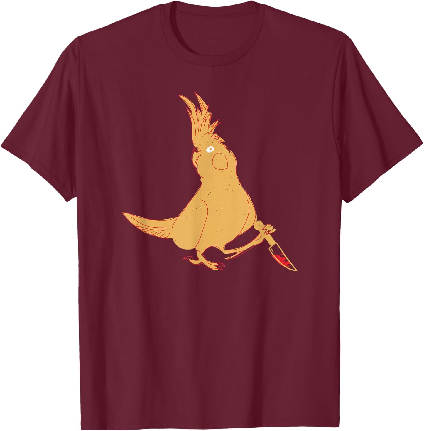 Cockatiel Knife Funny Bird Parrot Meme T-Shirt - T-Shirt | Maroon
