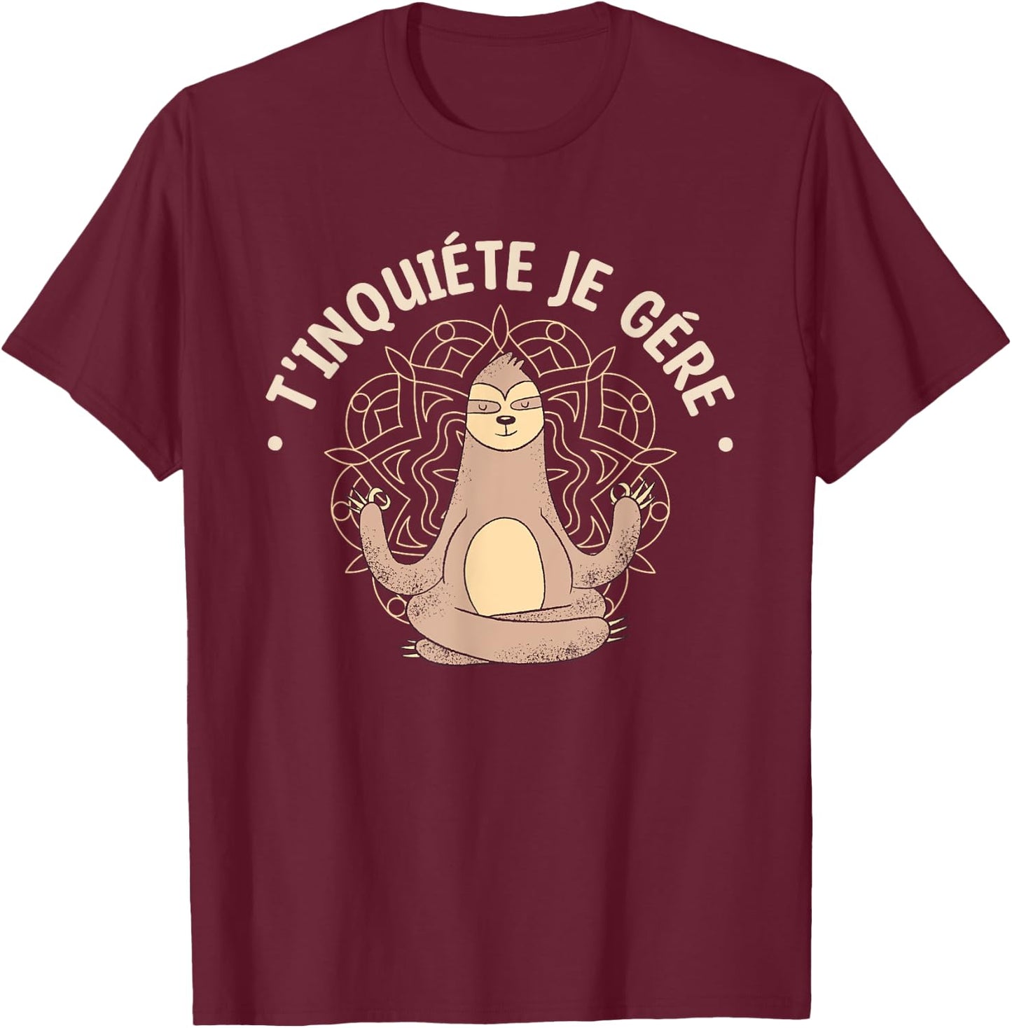 Worry I Handle Lazy Meditation Zen , Black, S T-Shirt - T-Shirt | Maroon