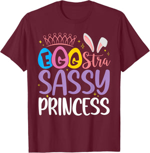 Egg-stra Sassy Princess Happy Easter Cute for Little Girls T-Shirt - T-Shirt | Maroon