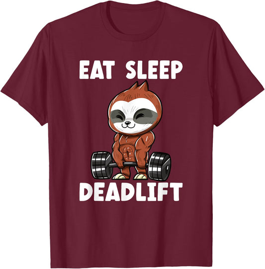 Sloth Deadlift Workout Weightlifting Bodybuilding T-Shirt - T-Shirt | Maroon