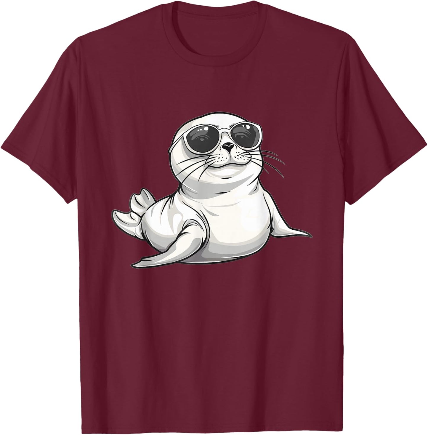 Cute Seal with Sunglasses I Kids Seal T-Shirt - T-Shirt | Maroon