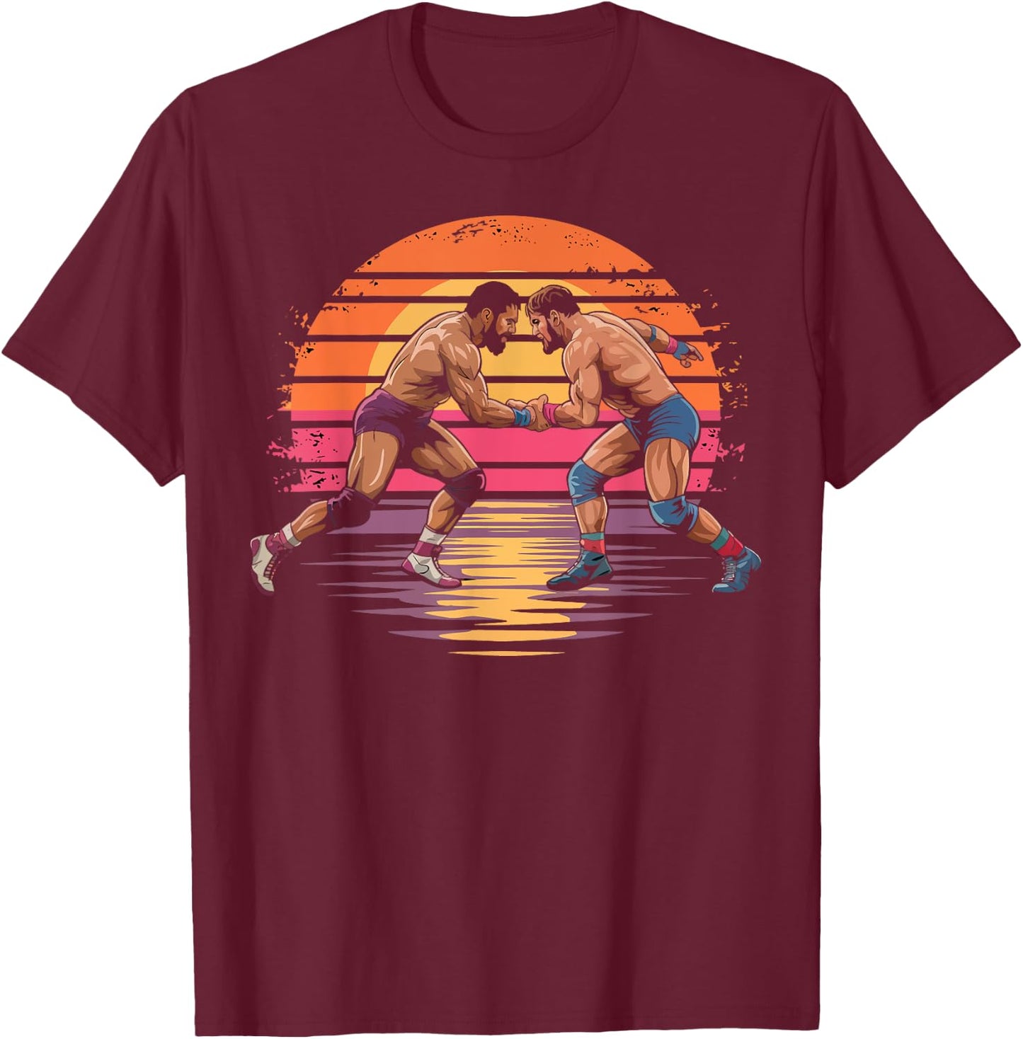 Retro Wrestling Gifts for Grappling Sport Lover Boys Men T-Shirt - T-Shirt | Maroon