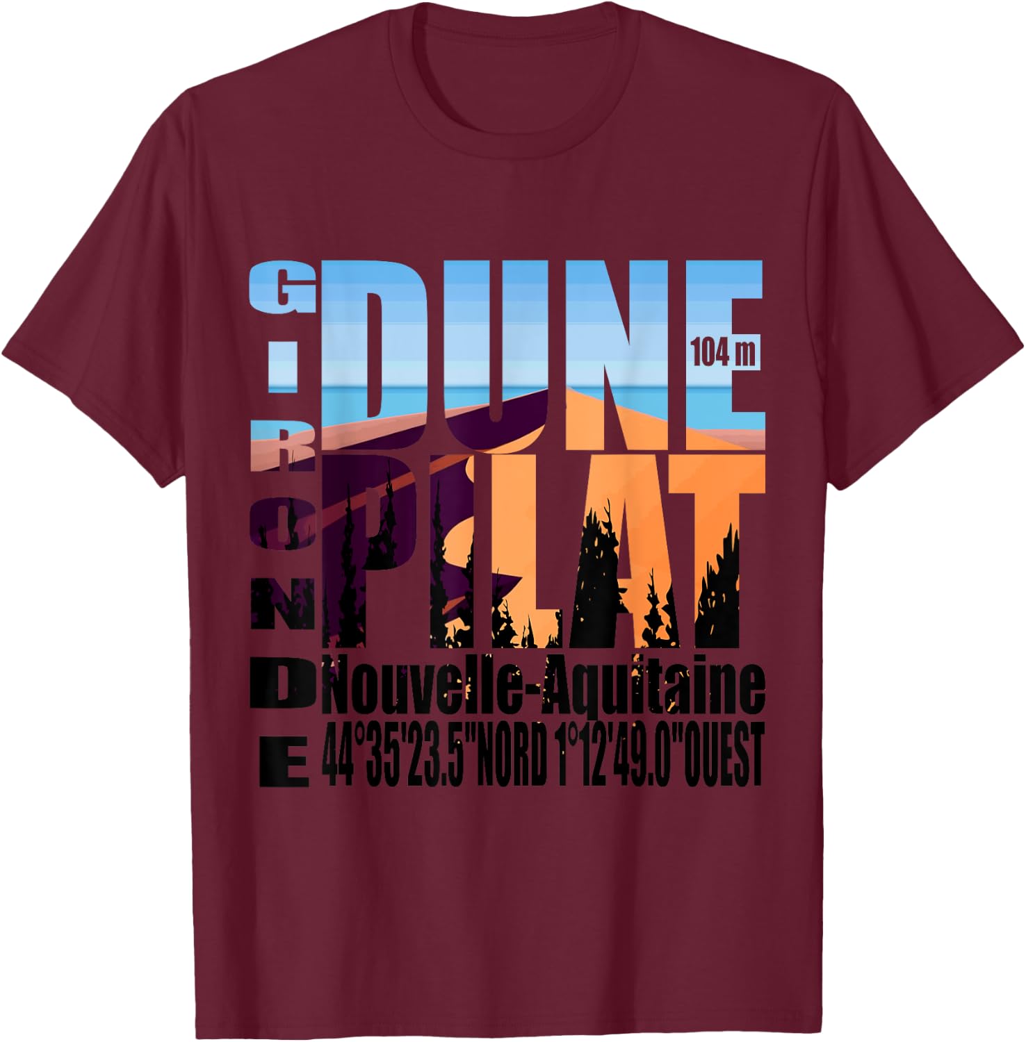 La Dune De Pilat Gironde New Aquitaine T-Shirt - T-Shirt | Maroon